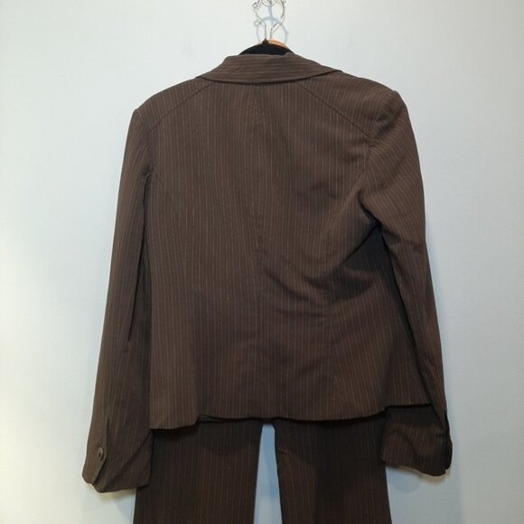 TAPEMEASURE Pinstripe 2pc Pant Suit Blazer Jacket Womens Size 10 Brown Business - Picture 5 of 15